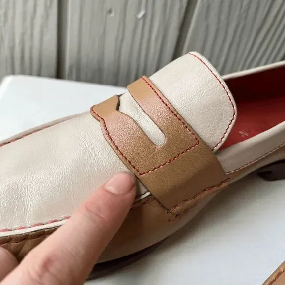 Vintage 90s Cole Haan Loafers 9 Cream Tan Penny Shoes NWOB - Picture 12 of 15
